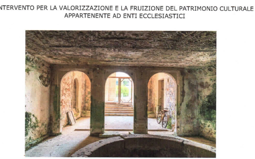 AVVISO PUBBLICO PER L’ASSEGNAZIONE DEI LAVORI DI RESTAURO E CONSOLIDAMENTO STATICO DEL NINFEO DI VILLA FULGENZIO DELLA MONICA E REALIZZAZIONE DI UN LABORATORIO DI RESTAURO E CONSERVAZIONE DEL PATRIMONIO LIBRARIO-BANDO REGIONE PUGLIA (nuovi inserimenti)